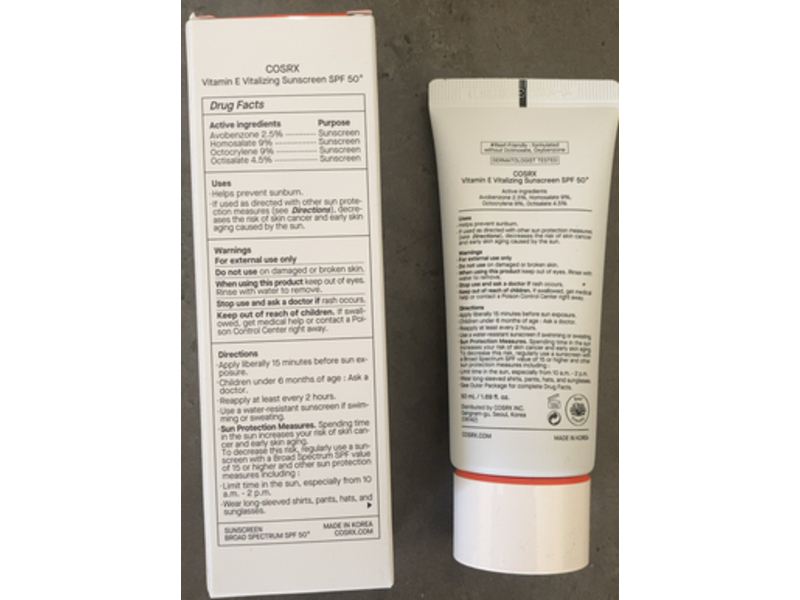 Cosrx Daily Vitamin E Vitalizing Sunscreen, SPF 50, 1.69 fl oz/50 mL