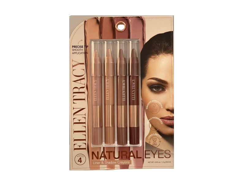 Ellen Tracy Natural Eyes Liner & Shadow Crayons, 0.05 oz/1.5 g, Pack Of 4