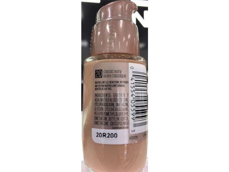 Maybelline New York Dream Satin Liquid Foundation + Hydrating Serum, Classic Ivory 20, 1 fl oz/30 mL