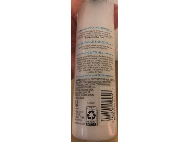 Tresemme Pro Pure Leave-in Conditioner, Detangle & Smooth, 6.1 fl oz/180 mL