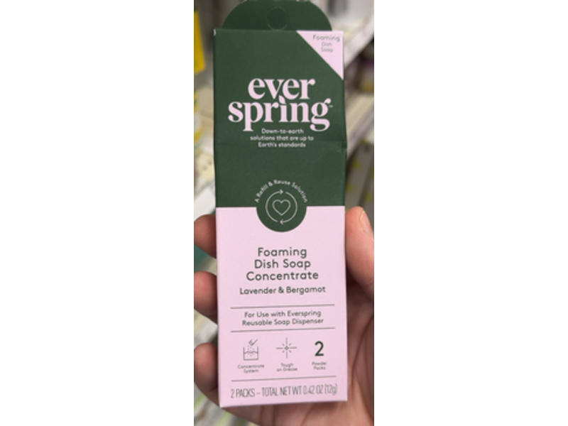 Everspring Ultra-Concentrated Foaming Dish Soap, Lavender & Bergamot, 0.42 fl oz/12 g