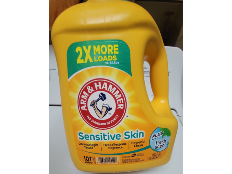 Arm & Hammer Sensitive Skin Liquid Laundry Detergent, Fresh Scent, 107 Loads, 144.5 oz/4.27 L