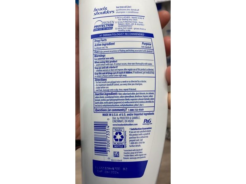 Head & Shoulders 2 In 1 Dandruff Shampoo + Conditioner, Tea Tree Oil, 13.5 fl oz/400 mL