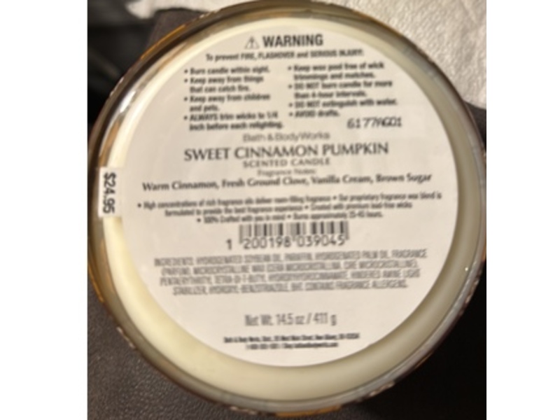 Bath & Body Works Scented Candle, Sweet Cinnamon Pumpkin, 14.5oz/411 g