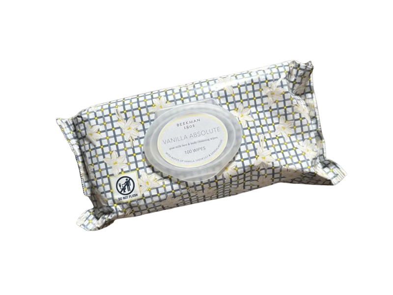 Beekman 1802 Goat Milk Face & Body Cleansing Wipes, Vanilla Absolute, 100 Count