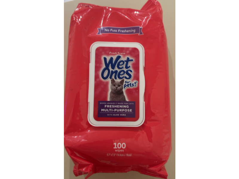 Wet Ones Pets Freshening Multipurpose Wipes, Aloe Vera, 100 Count
