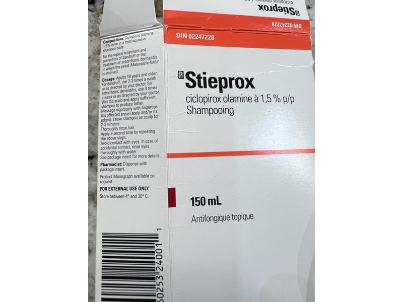 Stieprox (ciclopirox olamine) Shampoo 1.5%, 150 mL, Stiefel Laboratories, Inc. (RX)