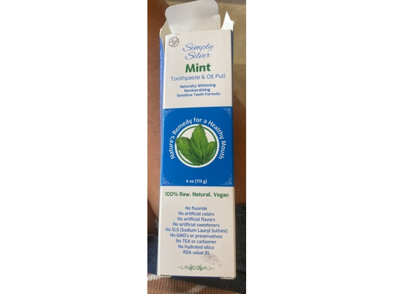 Simply Silver Toothpaste & Oil Pull, Mint, 4 oz/113 g
