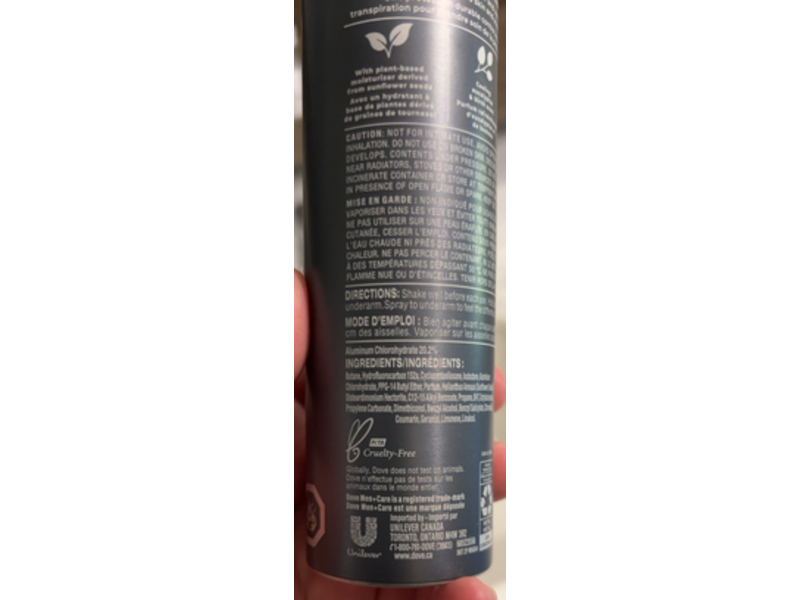 Dove Men +Care Refreshing Antiperspirant Dry Spray, Eucalyptus + Birch, 3.8 oz/107 g