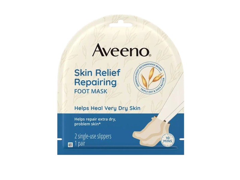 Aveeno Repairing Cica Foot Mask, Prebiotic Oat & Shea Butter, 6 Count