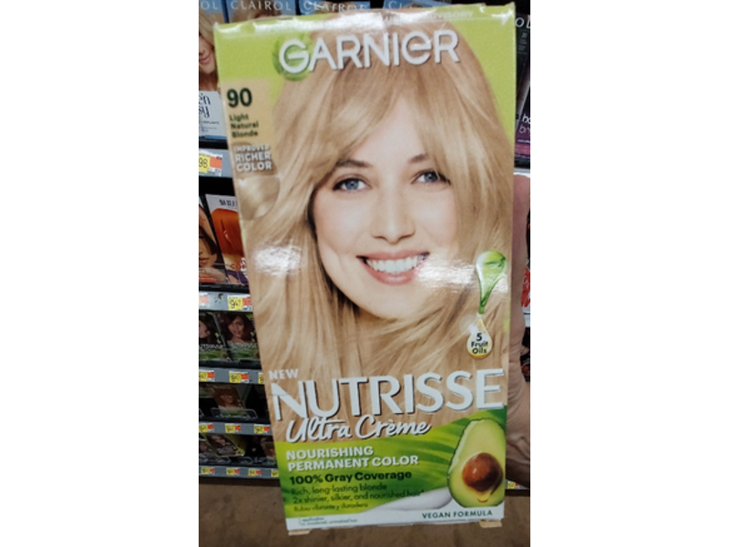 Garnier Nutrisse Ultra Creme Nourishing Permanent Color, 90 Light Natural Blonde, 1 Application, Pack Of 2