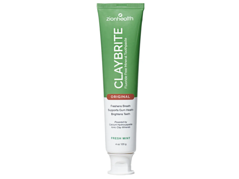 Zion Health Claybrite Fluoride Free Mineral Toothpaste, Original, Fresh Mint, 4 oz/120 g