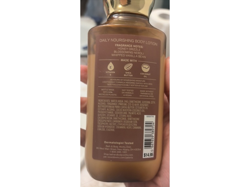 Bath & Body Works Daily Nourishing Body Lotion, Whipped Honey & Vanilla, 8 fl oz/236 mL, Pack Of 3
