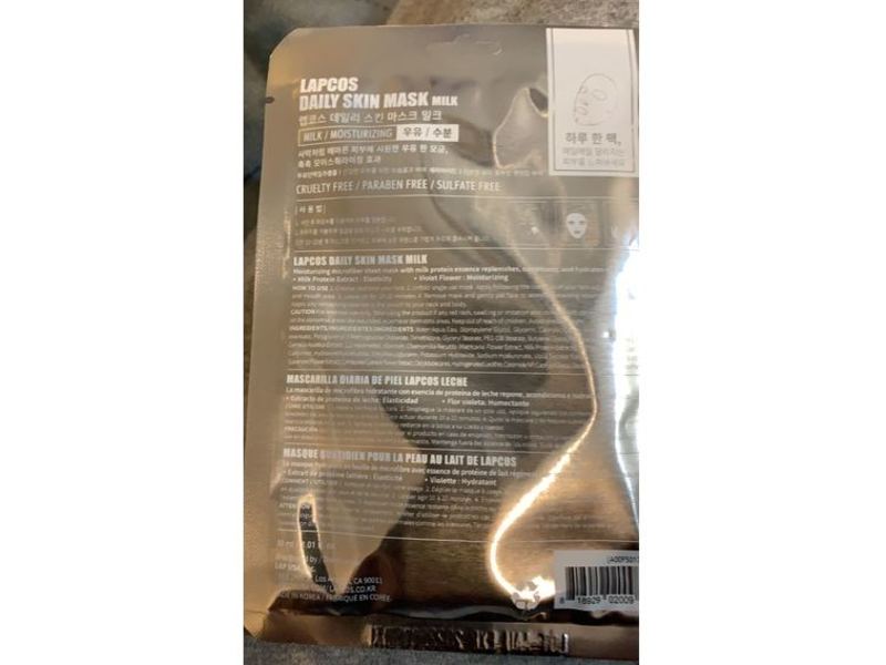 Lapcos Moisturizing Daily Skin Mask, Milk, 1.01 fl oz/30 mL, Pack Of 5