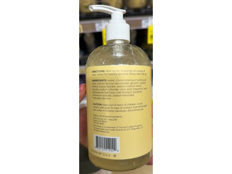Burt's Bees Liquid Hand Soap, Wild Honey Suckle, Aloe Vera + Squalane, 16 fl oz/475 mL