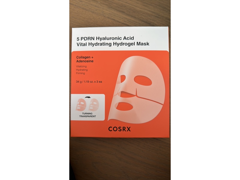 Cosrx Vital Hydrating Hydrogel Mask, 5 Pdrn Hyaluronic Acid, 1.19 oz/34 g