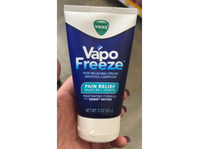 Vicks Vapo Freeze Pain Relieving Cream, Menthol Camphor, 3 oz/85 g