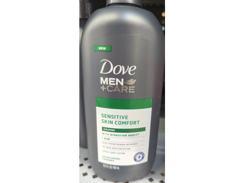 Dove Men + Care Sensitive Skin Comfort Hand & Body Lotion, Calming, 13.5 fl oz/400 mL
