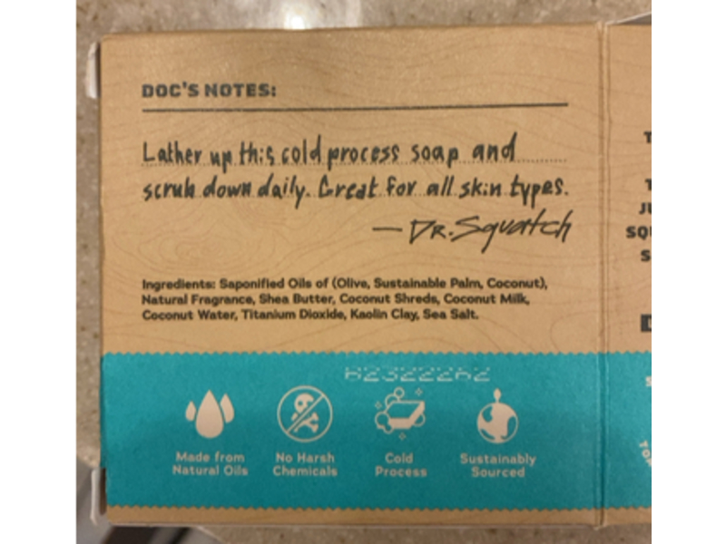 Dr. Squatch Men's Natural Bar Soap, Coconut Castaway, 5 oz