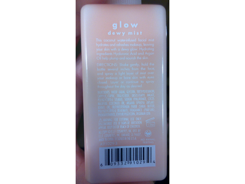 e.l.f. Cosmetics + Dewy Mist, Coconut & Argan Oil, 4.1 fl oz/120 mL