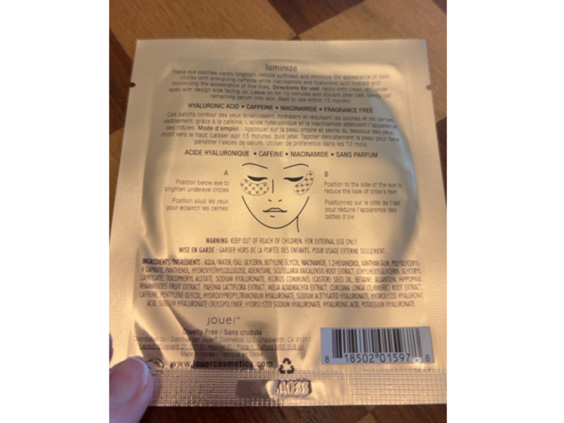 Jouer Luminize Dark Circle Correcting & Smoothing Eye Patches, 0.17 oz/5 g