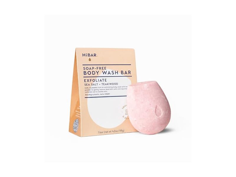 Hibar Exfoliate Solid Body Wash Bar, Sea Salt + Teakwood, 4.2 oz/119 g