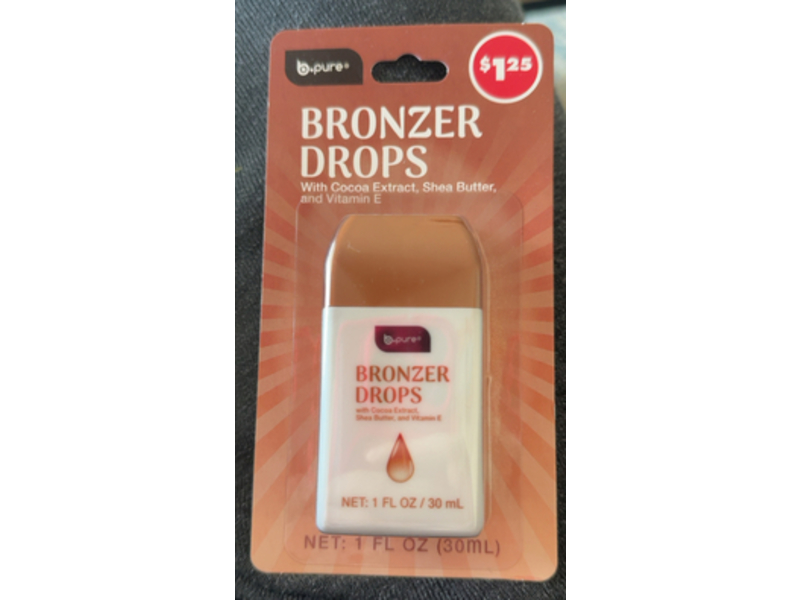 b.Pure Bronzer Drops, Cocoa Extra + Shea Butter & Vitamin E, 1 fl oz/30 mL