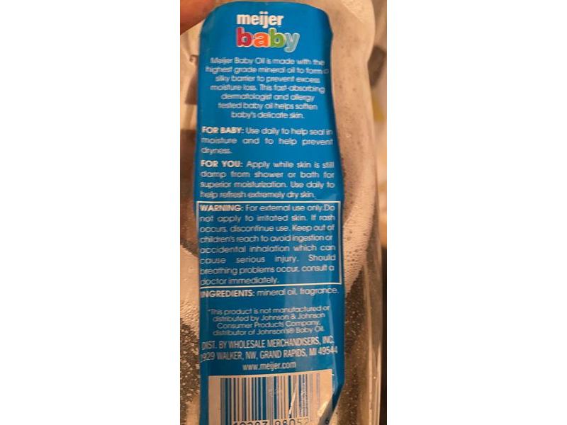 Meijer Baby Oil, Mild Hypoallergenic, 14 fl oz/414 mL