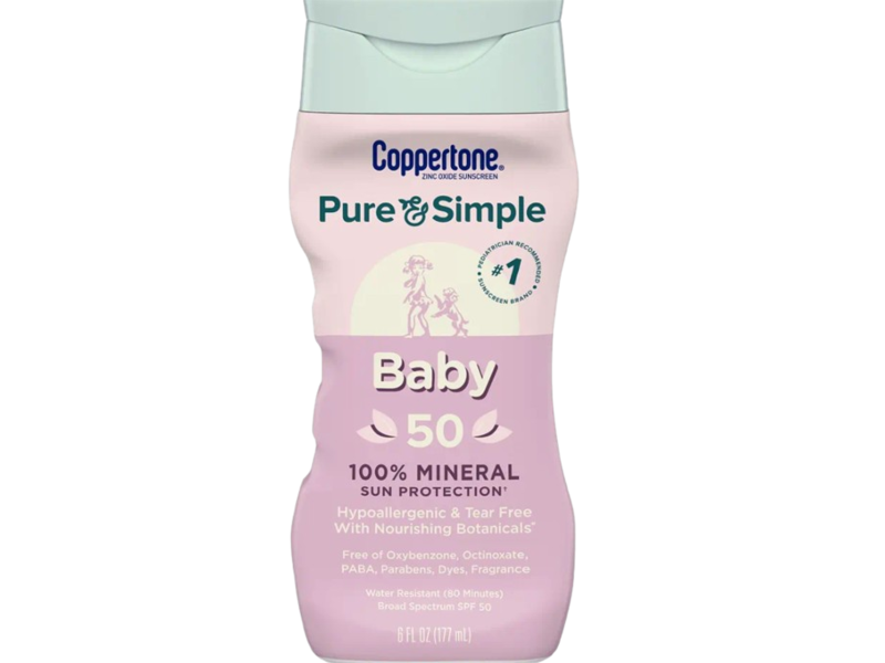 Coppertone Pure & Simple Baby Sunscreen, SPF 50, 6 oz/177 mL.