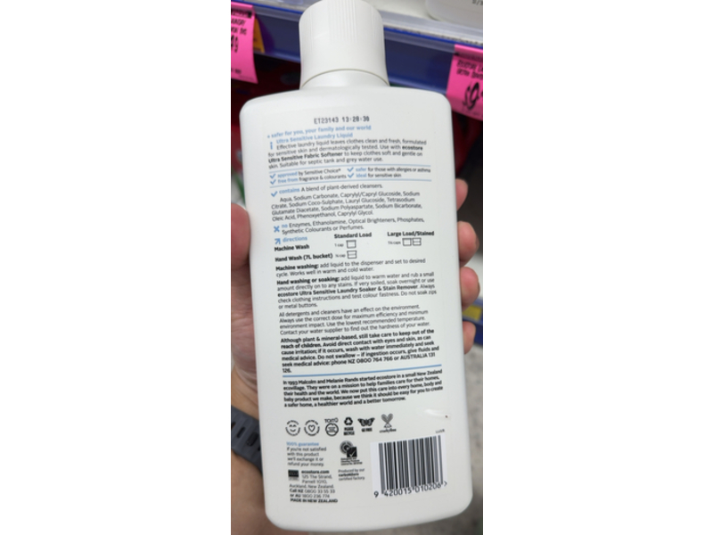 Ecostore Laundry Liquid, Ultra Sensitive, 38 Loads, 33.8 fl oz/1L