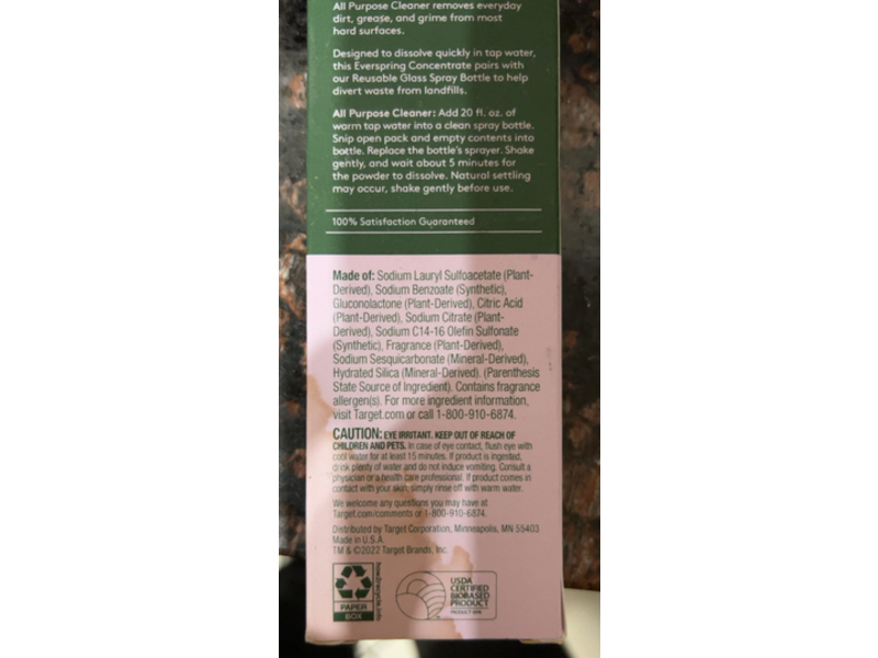 Everspring All Purpose Cleaner Concentrate, Lavender & Bergamot, 0.42 oz/12 g, Pack Of 2