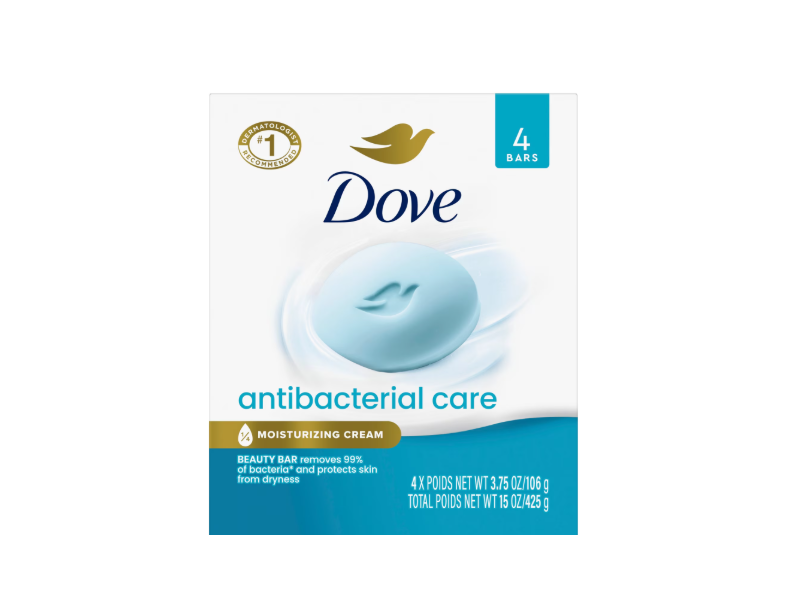 Dove Care & Protect Antibacterial Beauty Bar, 3.75 oz/106 g, 4 Count