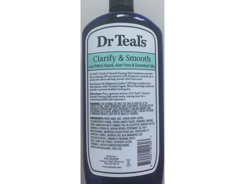 Dr Teal's Foaming Bath With Pure Epsom Salt, Clarify & Smooth, 34 fl oz/1000 mL
