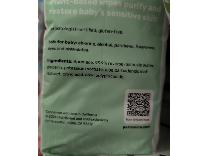 Parasol Co Clear + Pure Natural Baby Wipes, 180 Count