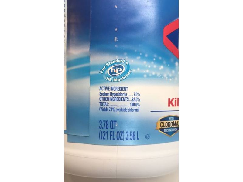 Clorox Disinfecting Bleach, 121 fl oz/3.58 L, Pack Of 3