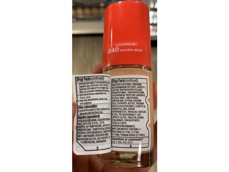 Covergirl Outlast Extreme Wear 3-In-1 Foundation, 840 Natural Beige, 1 fl oz/30 mL