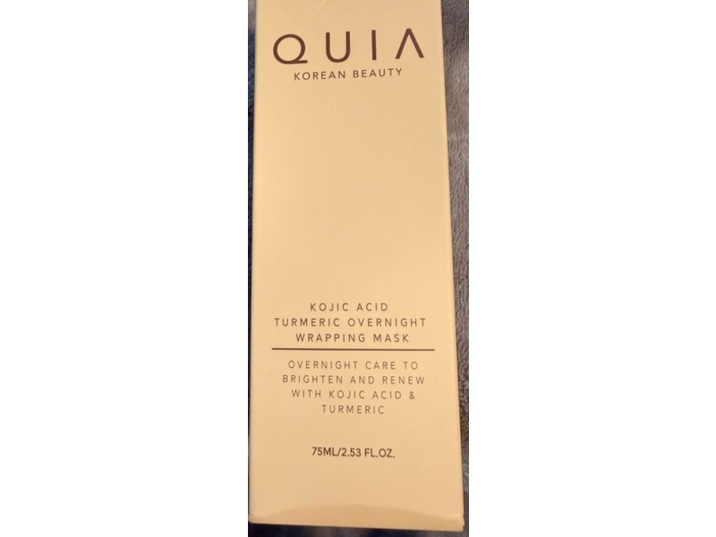 QUIA Korean Beauty Overnight Wrapping Mask, Kojic Acid Turmeric, 2.53 fl oz/75 mL