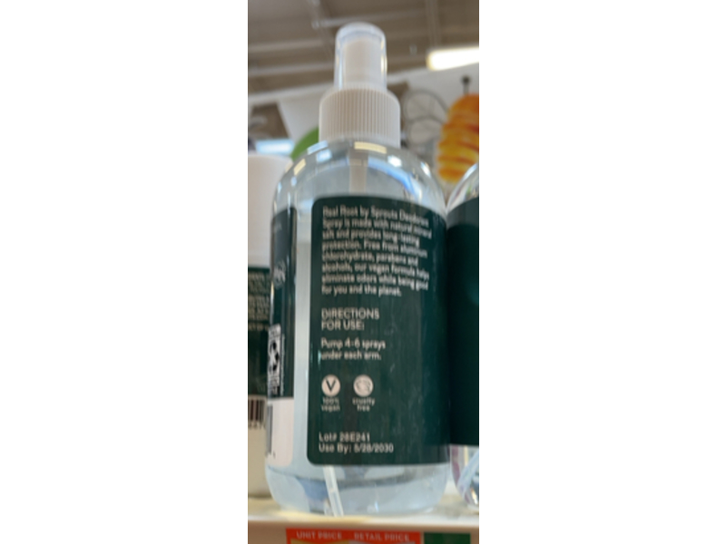 Real Root By Sprouts Mineral Salt Deodorant Spray, Unscented, 8 fl oz/240 mL