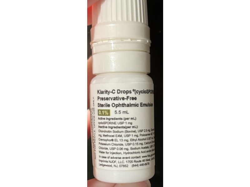 Klarity-C (cyclosporine) Ophthalmic Emulsion Drops 0.1%, 5.5 mL, Imprimis Rx (Rx)