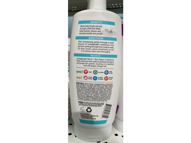 Artnaturals Strengthen + Growth Promoting Conditioner, Biotin + Rice, 16 fl oz/473 mL