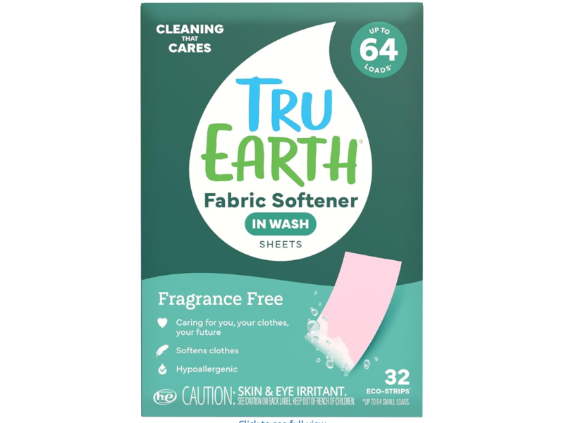 Tru Earth Fabric Softener Eco Strips, Fragrance Free,64 Loads, 32 Count