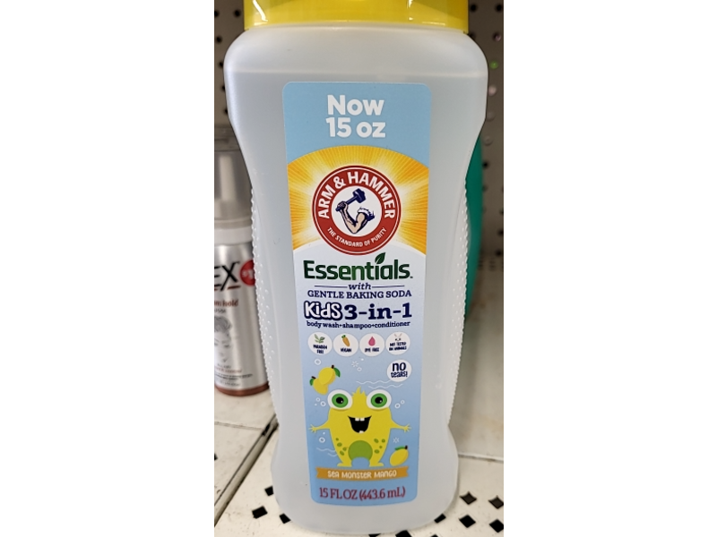 Arm & Hammer Kids 3 In 1 Body Wash + Shampoo + Conditioner, Sea Monster Mango, 15 fl oz/443.6 mL