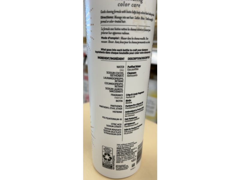 Pantene Illuminating Color Care Biotin Shampoo, 14.8 fl oz/440 mL