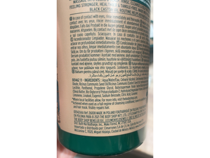 The Body Shop Cleansing Conditioner, Jamaican Black Castor oil, 13.5 fl oz/400 mL