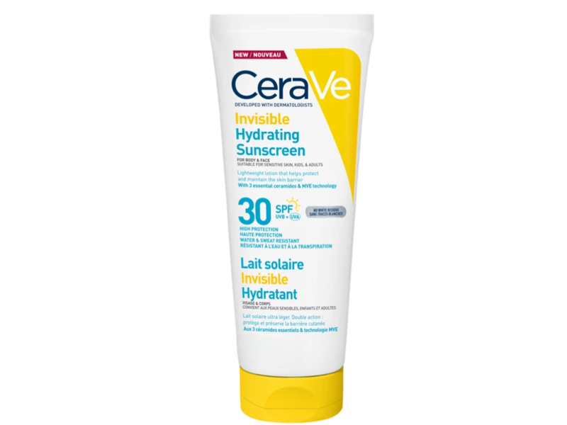 CeraVE Invisible Hydrating Sunscreen, SPF 30, Ceramides & MVE Technology, 6 fl oz/177 mL