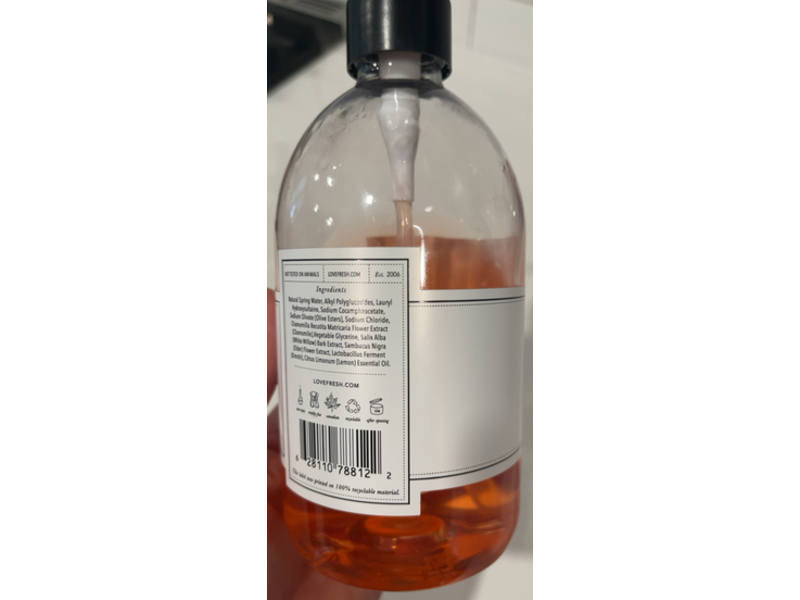 Lover Fresh Hand & Body Wash, Lemon Verbena, 16 fl oz/500 mL