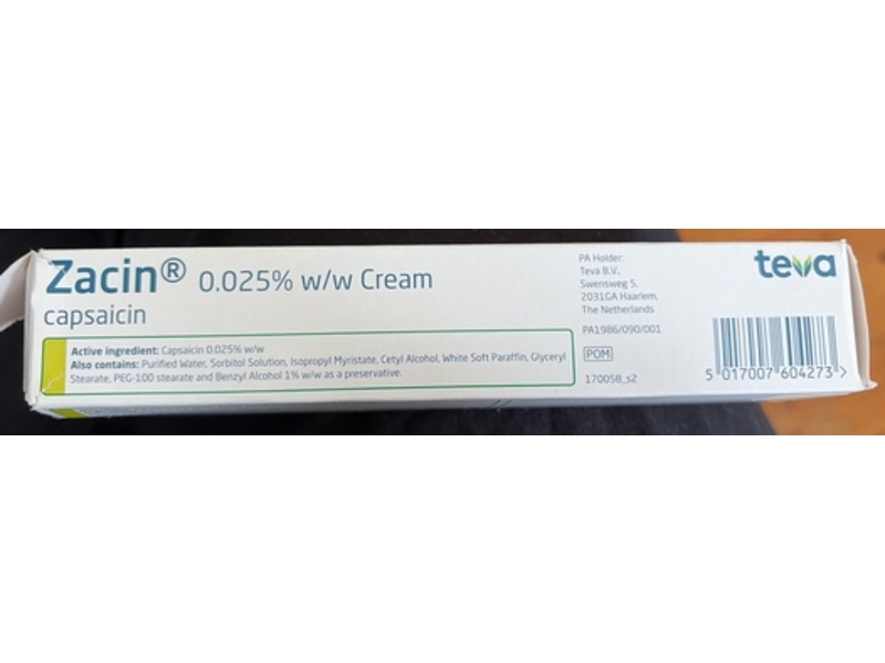 Teva Zacin Capsaicin Cream, 45 g