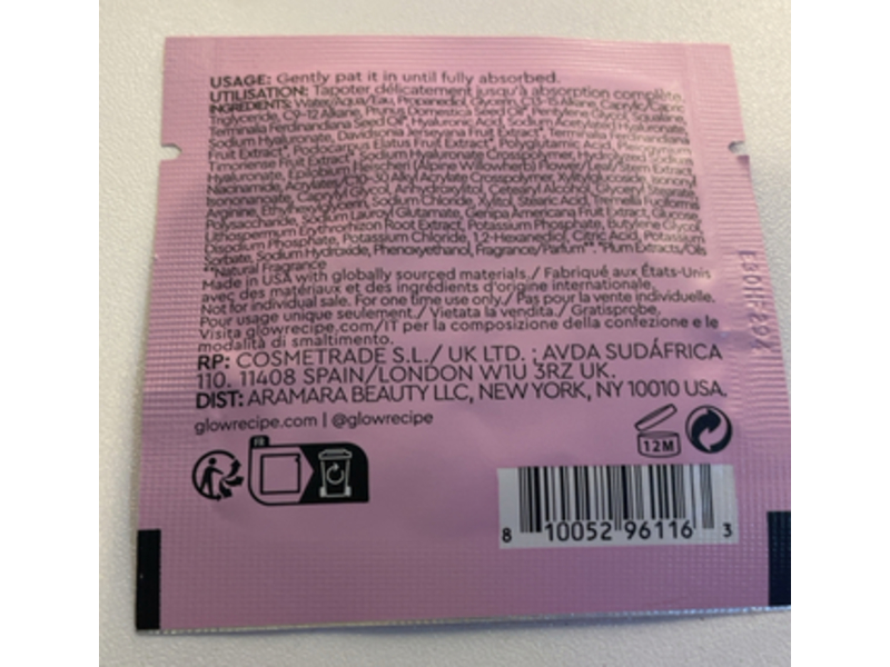 Glow Recipe Plum Plump Hyaluronic Cream, 0.1 fl oz/3 mL