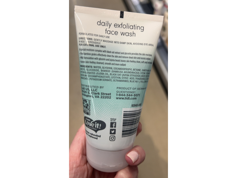 Lidl Daily Exfoliating Face Wash, Bamboo, 5 fl oz/150 mL