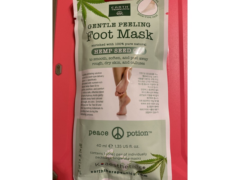 Earth Therapeutics Gentle Peeling Foot Mask with Hemp Seed Oil, 40 mL/1.35 fl oz